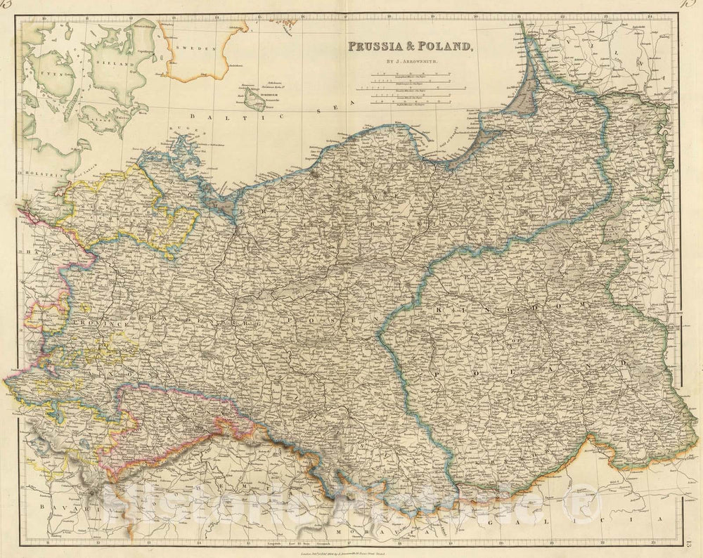 Historic Map - World Atlas - 1834 Prussia, Poland. - Vintage Wall Art