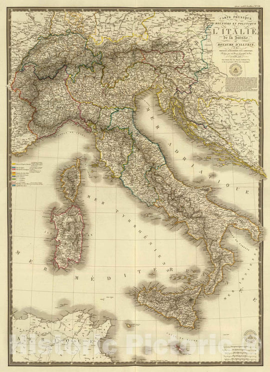 Historic Map : Italy; Switzerland, Balkan Peninsula 1826 Composite: Italie, Suisse, Illyrie. , Vintage Wall Art