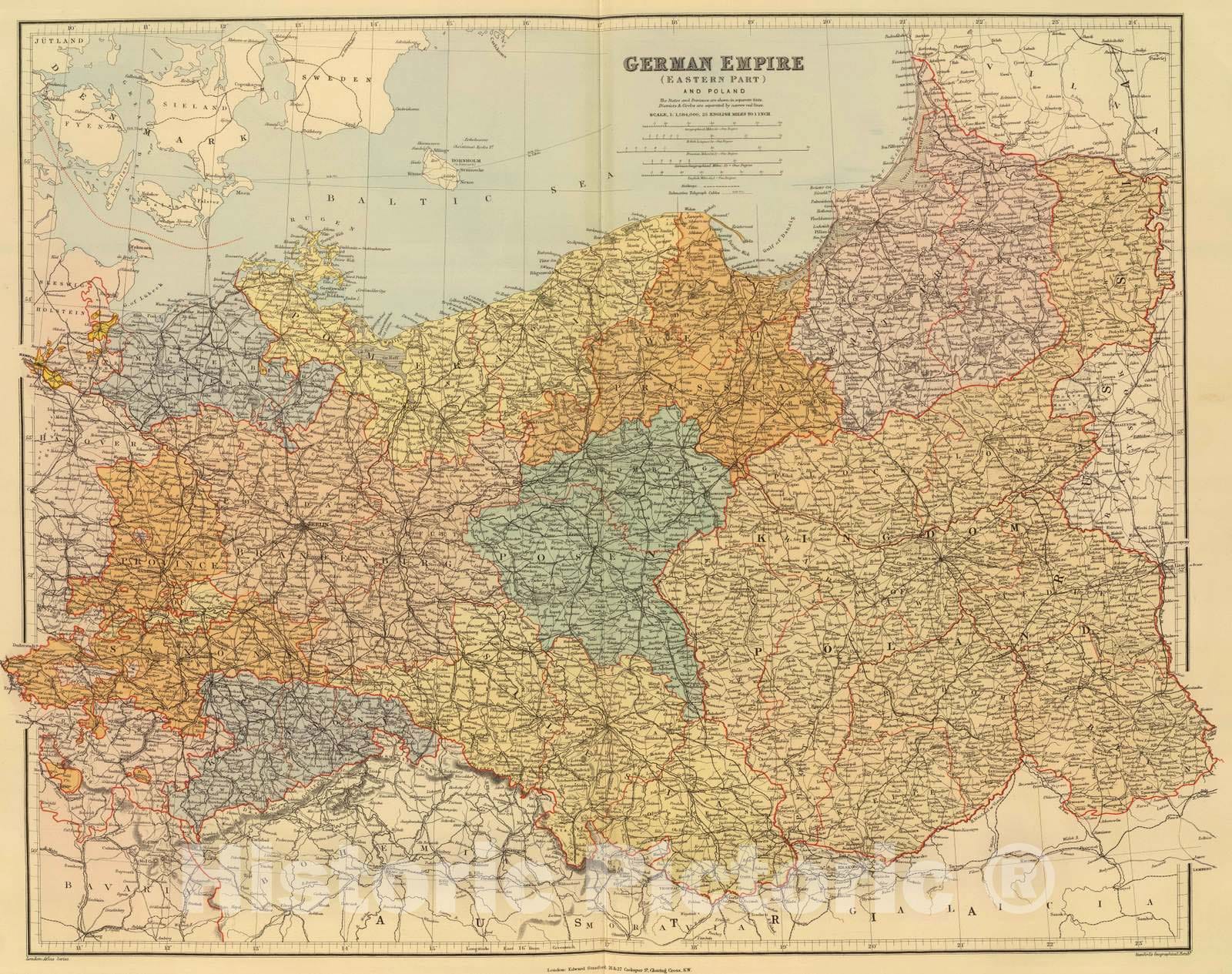 Historic Map : 1901 German Empire E, Poland. - Vintage Wall Art