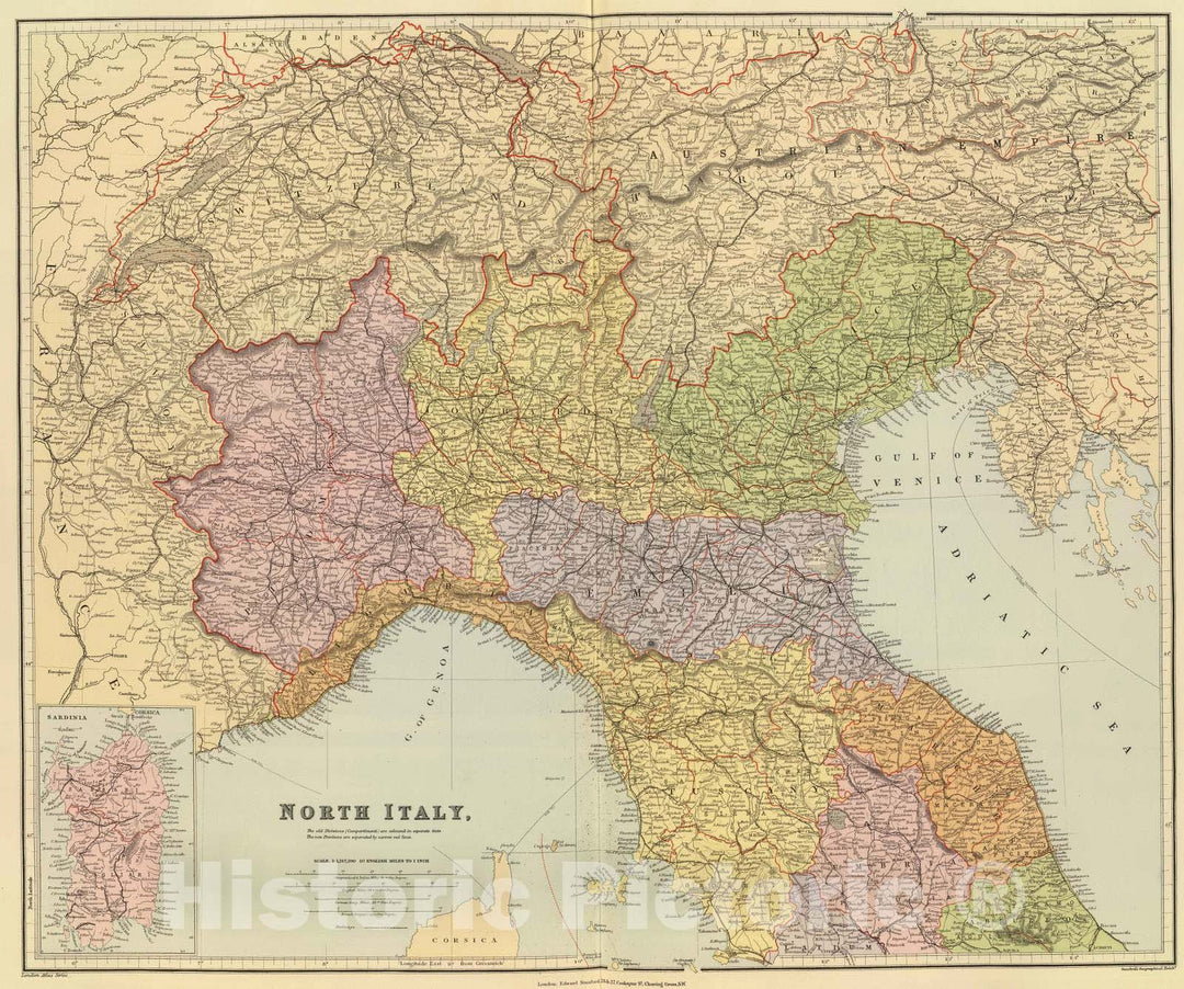 Historic Map : 1901 North Italy. - Vintage Wall Art