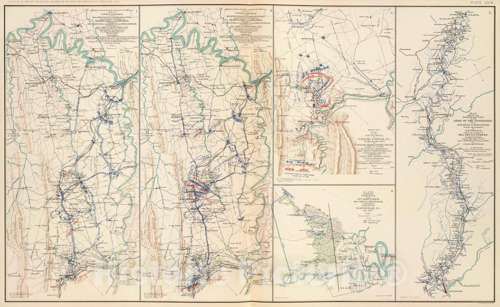 Historic Map : Military Atlas - 1895 Upper Potomac McCoys Ferry-Conrads Ferry. - Vintage Wall Art