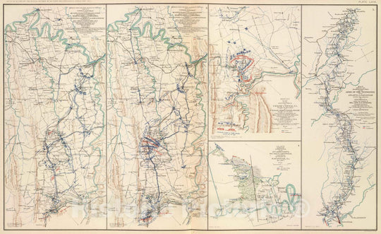 Historic Map : Military Atlas - 1895 Upper Potomac McCoys Ferry-Conrads Ferry. - Vintage Wall Art