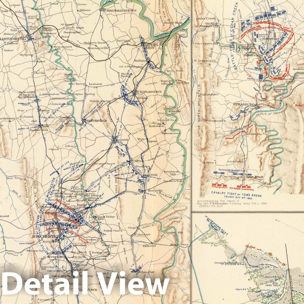 Historic Map : Military Atlas - 1895 Upper Potomac McCoys Ferry-Conrads Ferry. - Vintage Wall Art