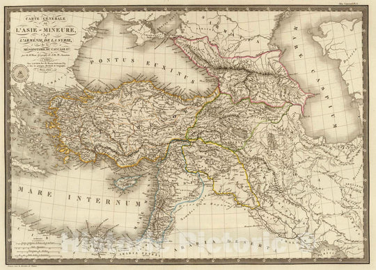 Historic Map : Syria; Turkey, Middle East 1822 Asie-Mineure, Armenie, Syrie, Mesopotamie, Caucase. , Vintage Wall Art