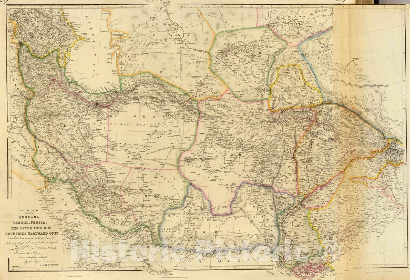 Historic Map : 1834 Central Asia. - Vintage Wall Art