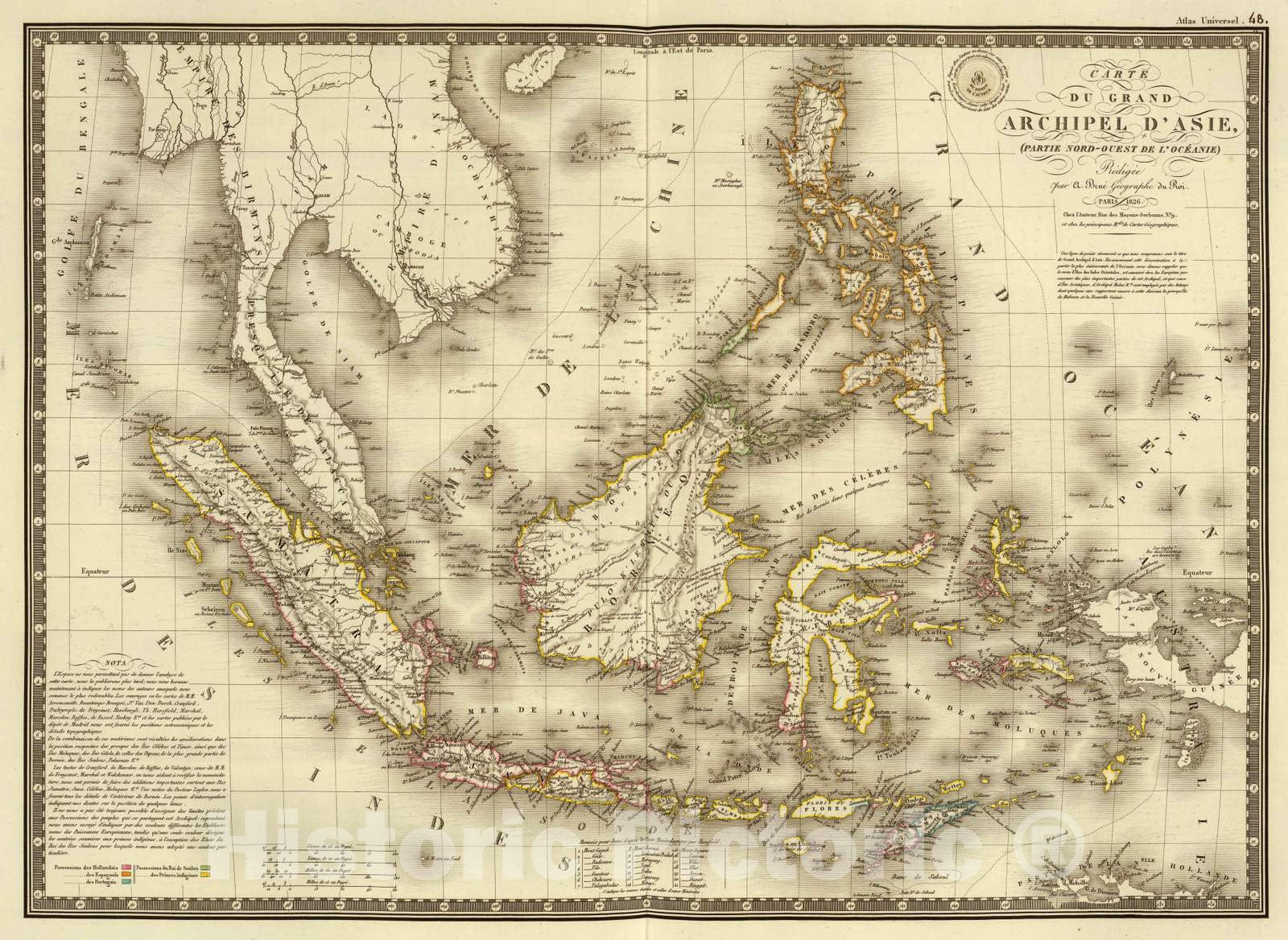 Historic Map : Indonesia, Southeast Asia, East Indies 1826 Grand Archipel d'Asie. , Vintage Wall Art