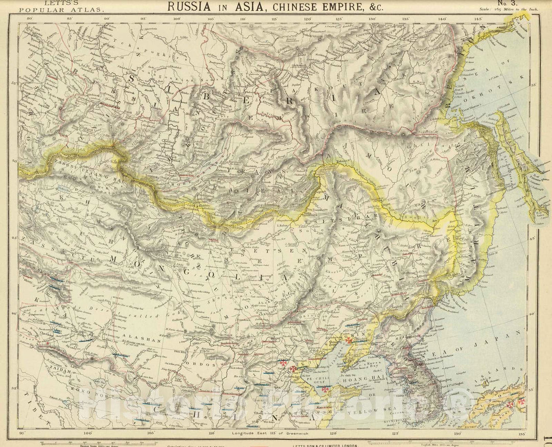 Historic Map : 1883 Russia in Asia 3, Chinese Empire. - Vintage Wall Art