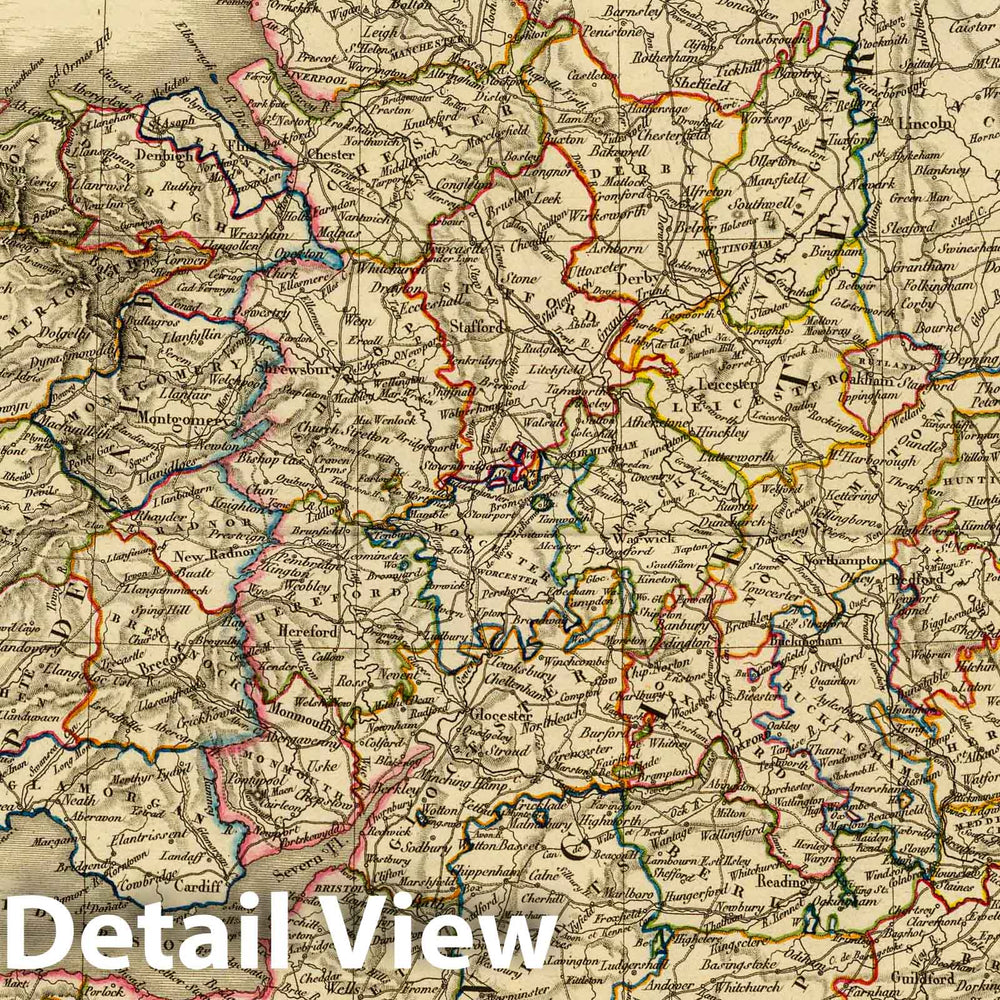 Historic Map : England; Wales, 1827 Angleterre, Galles. , Vintage Wall Art