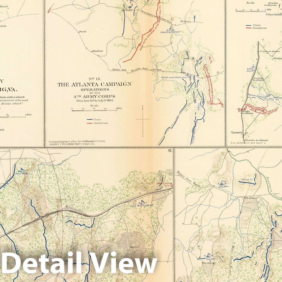 Historic Map : Military Atlas - 1895 Petersburg, Va, Atlanta Campaign. - Vintage Wall Art