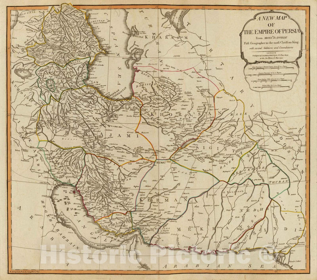 Historic Map : 1794 Persia. - Vintage Wall Art