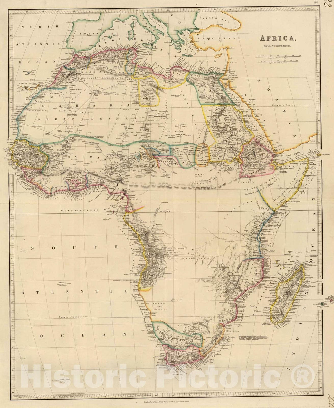 Historic Map : 1834 Africa. - Vintage Wall Art