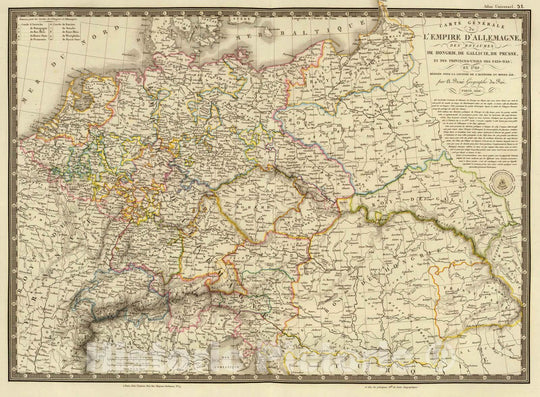 Historic Map : Austria; Germany, Europe, Central 1826 Empire d'Allemagne, Hongrie, Gallicie, Prusse, Provinces-Unies de Pays-Bas; en 1789. , Vintage Wall Art