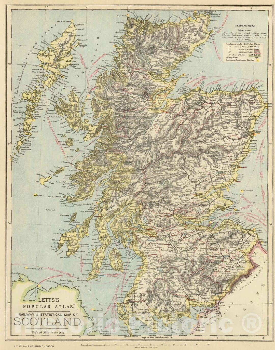 Historic Map : 1883 Scotland. v2 - Vintage Wall Art