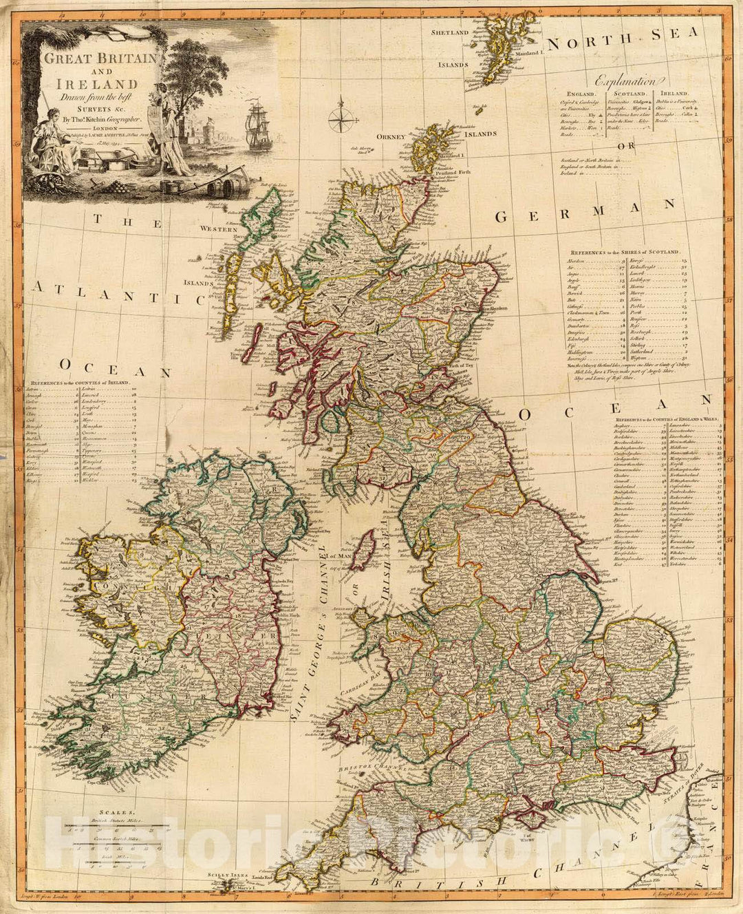 Historic Map : 1794 Gt. Britain, Ireland. - Vintage Wall Art