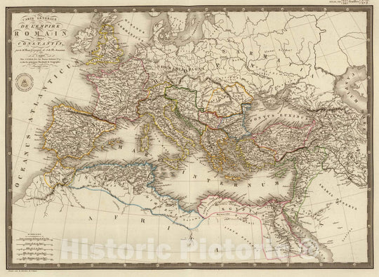 Historic Map : Rome, Eastern Hemisphere 1822 Empire Romain Sous Constantin. , Vintage Wall Art