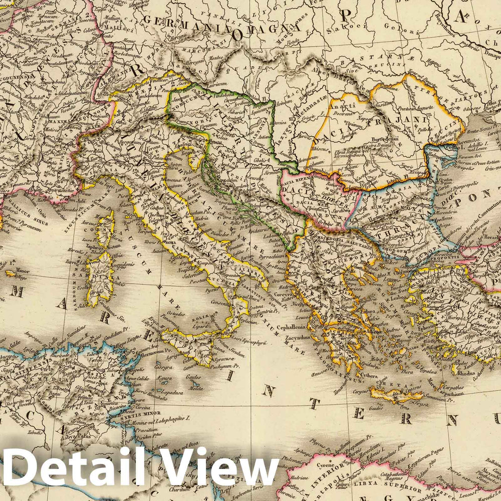 Historic Map : Rome, Eastern Hemisphere 1822 Empire Romain Sous Constantin. , Vintage Wall Art