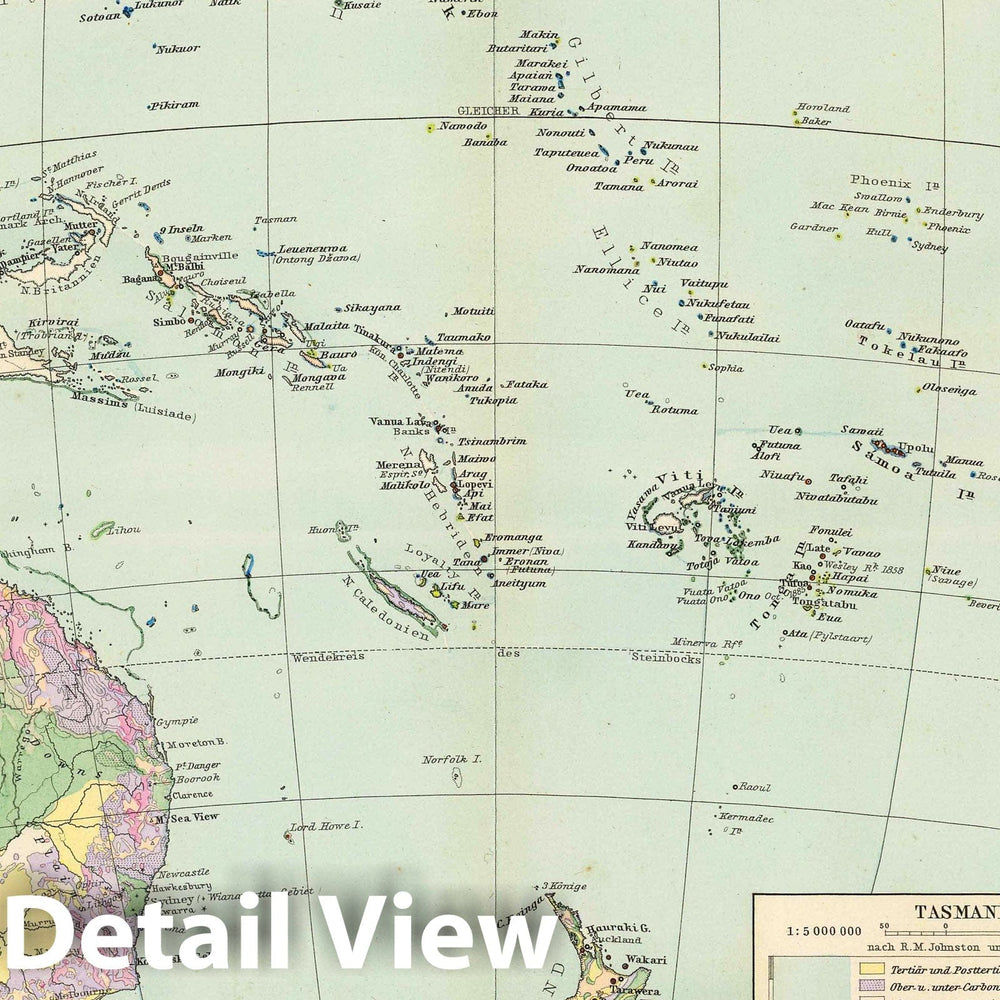 Historic Map : Australia; New Zealand, Hawaii, Tuamotu Islands, Pacific 1892 Oceanien. , Vintage Wall Art