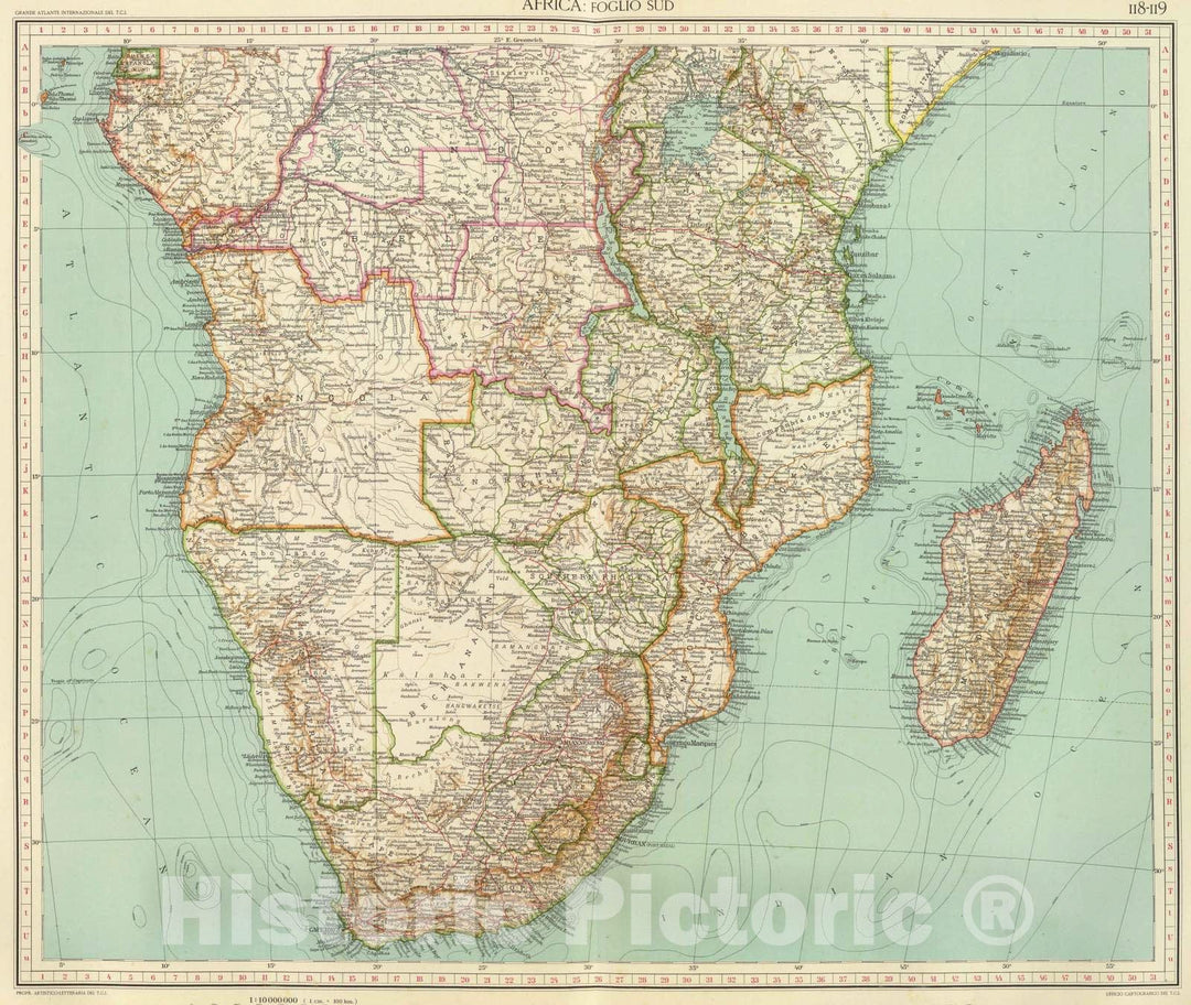 Historic Map : Africa, Northeast 1929 118-19. Africa sud. , Vintage Wall Art