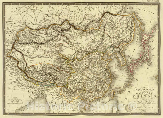 Historic Map : China; Japan, East Asia 1821 Empire Chinois, Japon. , Vintage Wall Art