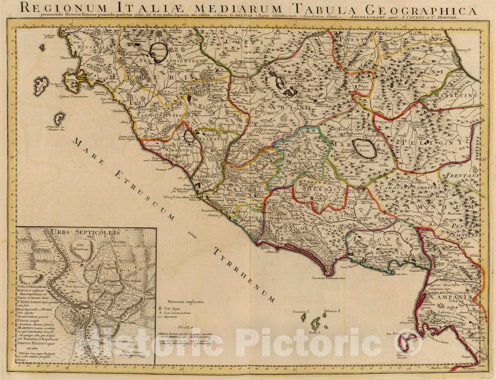 Historic Map : Italy , Rome (Italy), 1742 Italiae mediarum Tabula geographica. , Vintage Wall Art