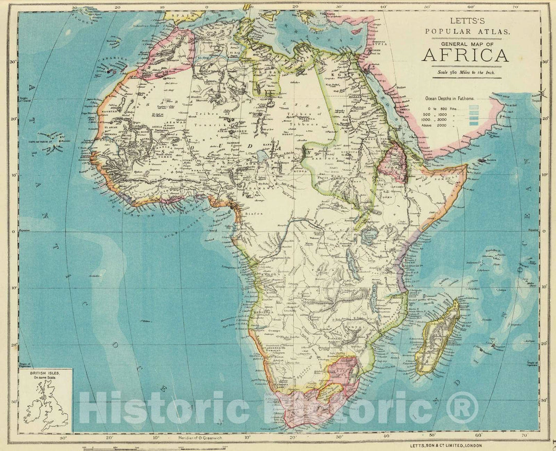 Historic Map : 1883 Africa : Vintage Wall Art