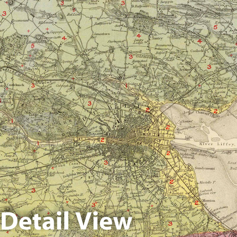 Historic Map : 1883 Geological map Dublin. - Vintage Wall Art