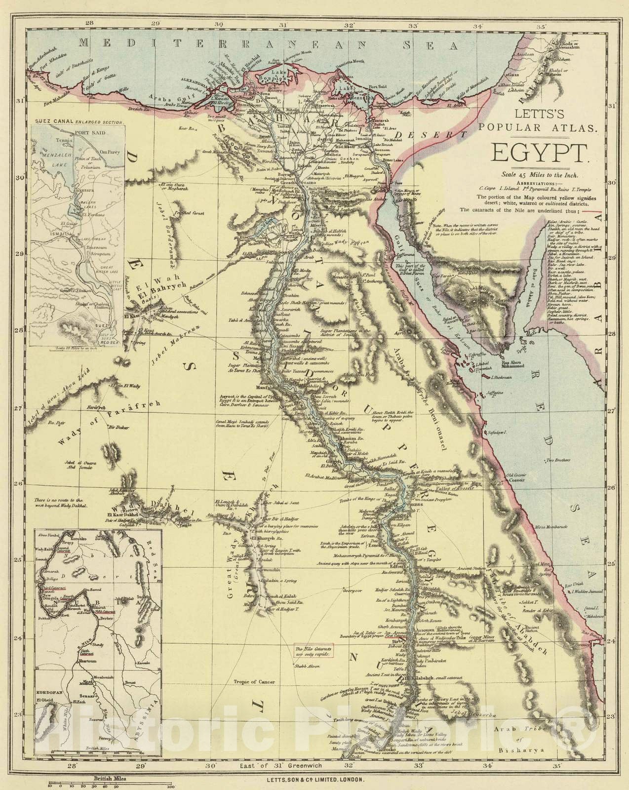 Historic Map : 1883 Egypt. - Vintage Wall Art