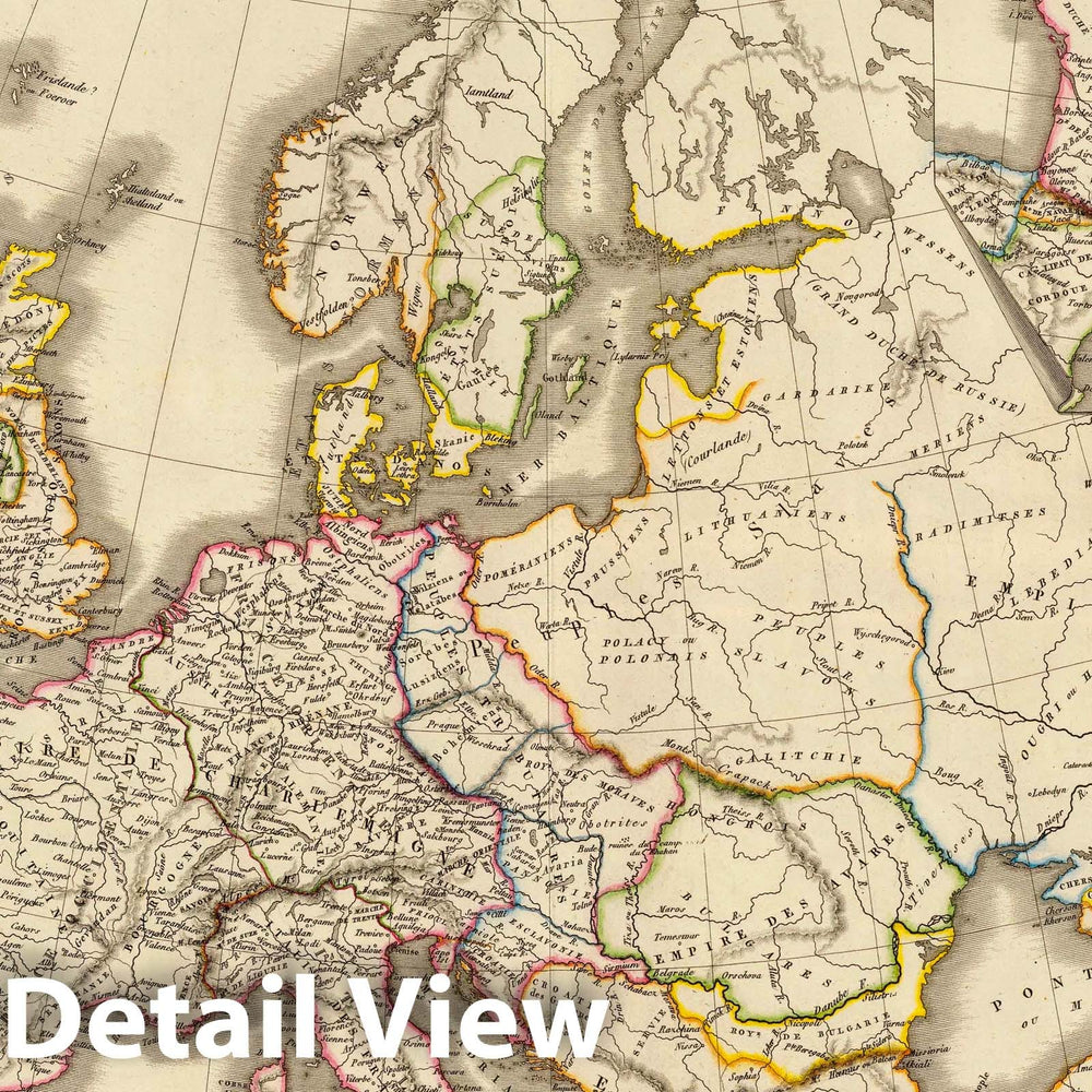 Historic Map : 1826 L'Europe Sous l'Empire de Charlemagne. v2 - Vintage Wall Art