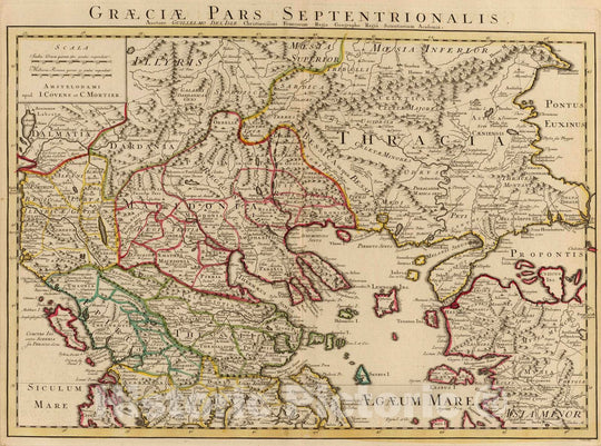 Historic Map : Greece; Macedonia, Balkan Peninsula 1742 Graeciae pars Septentrionalis. , Vintage Wall Art