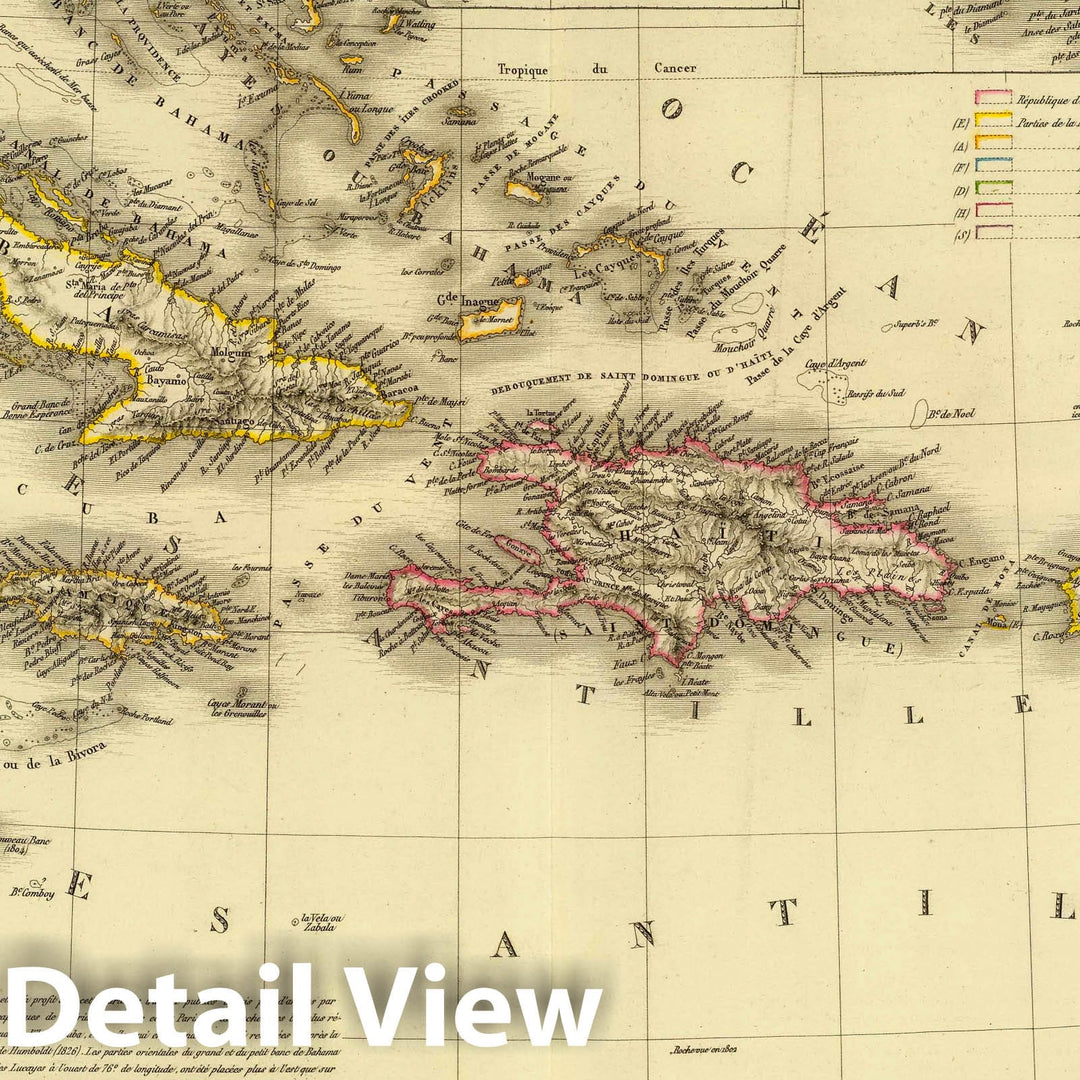 Historic Map : Martinique, West Indies 1828 Iles Antilles ou des Indes Occidentales. , Vintage Wall Art