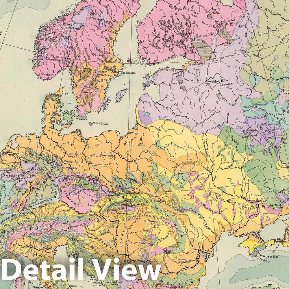 Historic Map : Iceland; Italy, Caucasus, Europe 1892 Europa. , Vintage Wall Art