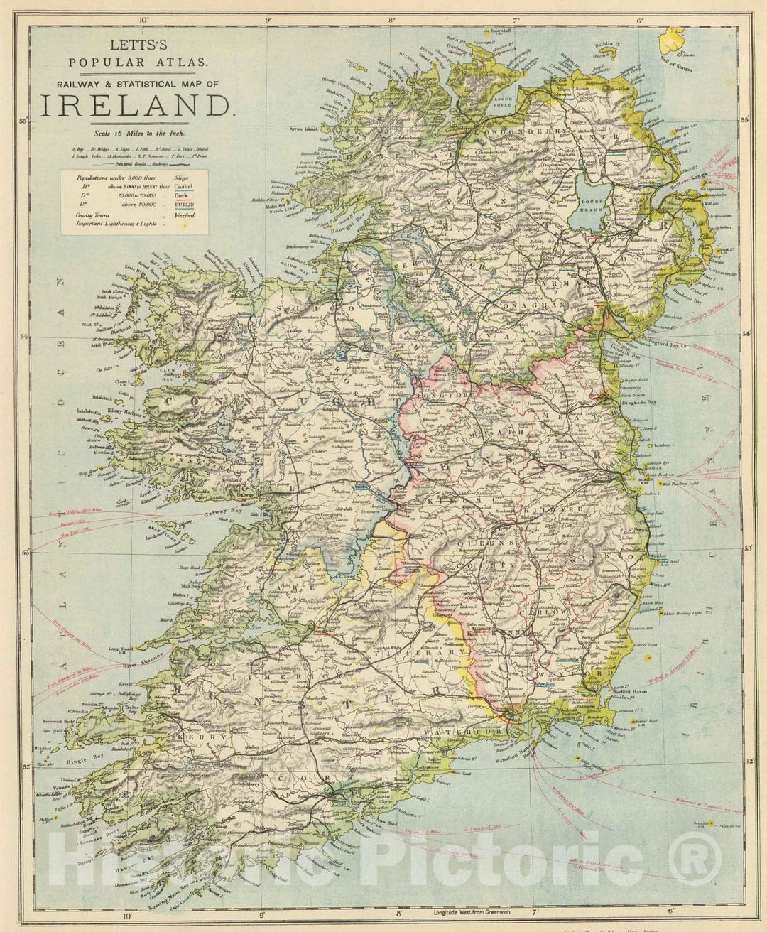 Historic Map : 1883 Ireland. v2 - Vintage Wall Art