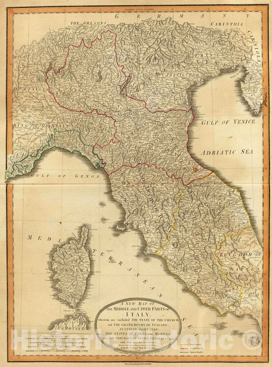 Historic Map : 1799 Italy Middle, Upper. - Vintage Wall Art