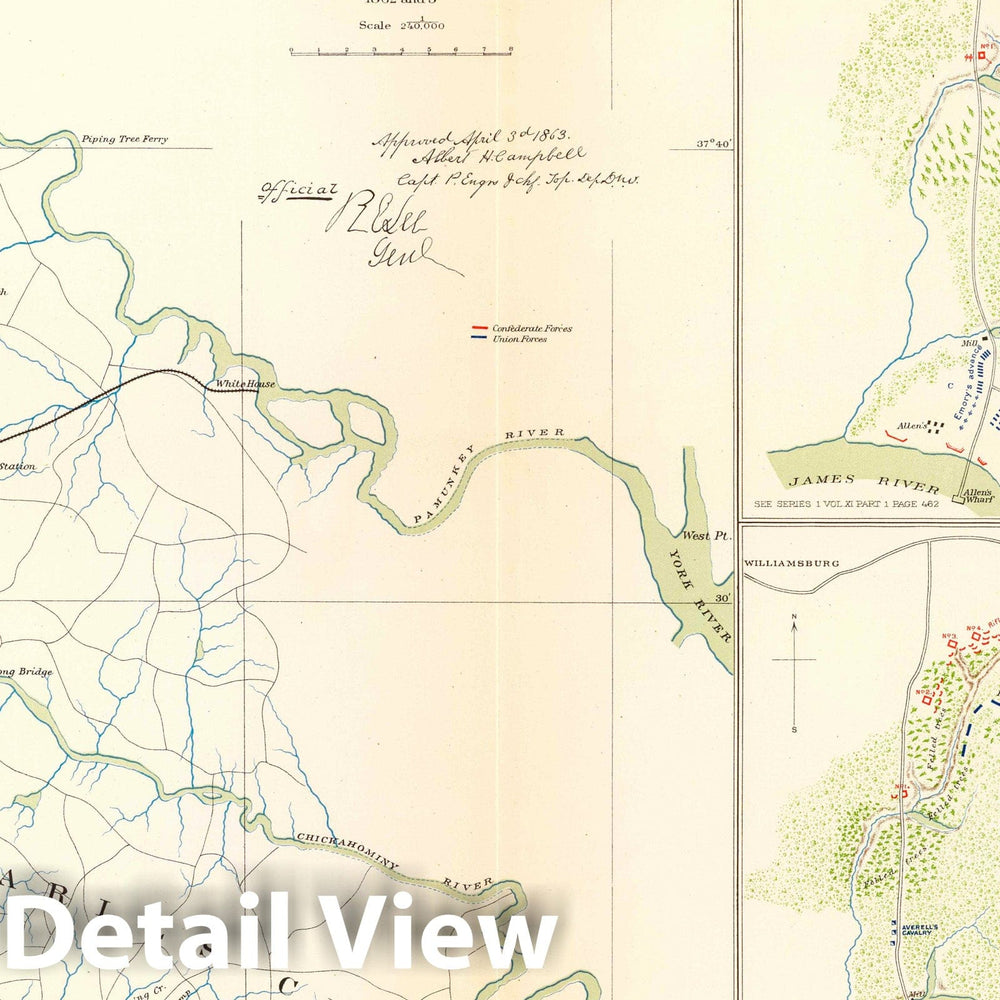 Historic Map : Military Atlas - 1895 Battle-Grounds Richmond, Va. - Vintage Wall Art