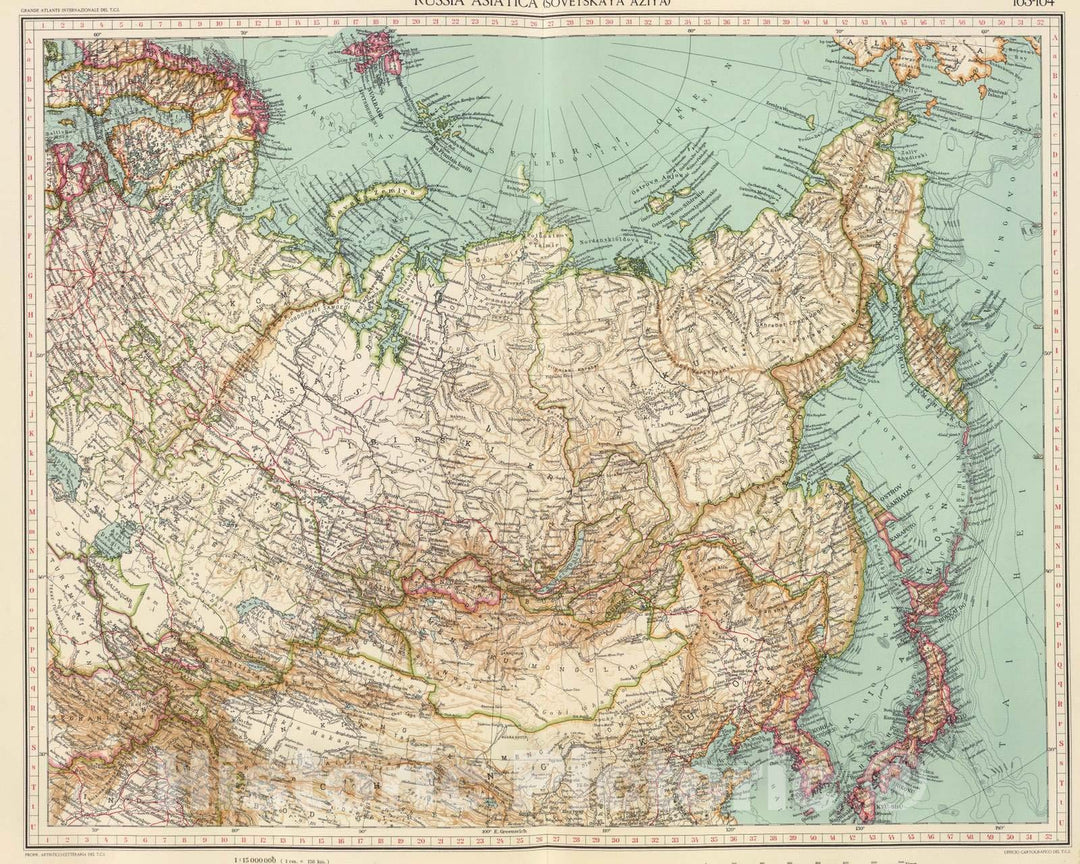 Historic Map : Mongolia; Russia, 1929 103-04. Russia Asiatica. , Vintage Wall Art