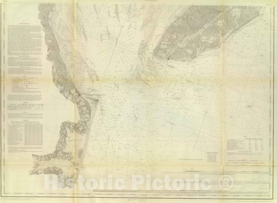 Historic Map : Chart Atlas - 1848 Delaware Bay, River 1. - Vintage Wall Art