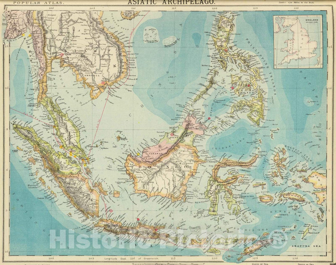 Historic Map : 1883 Asiatic Archipelago. - Vintage Wall Art