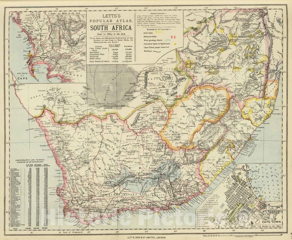 Historic Map - 1883 South Africa. - Vintage Wall Art