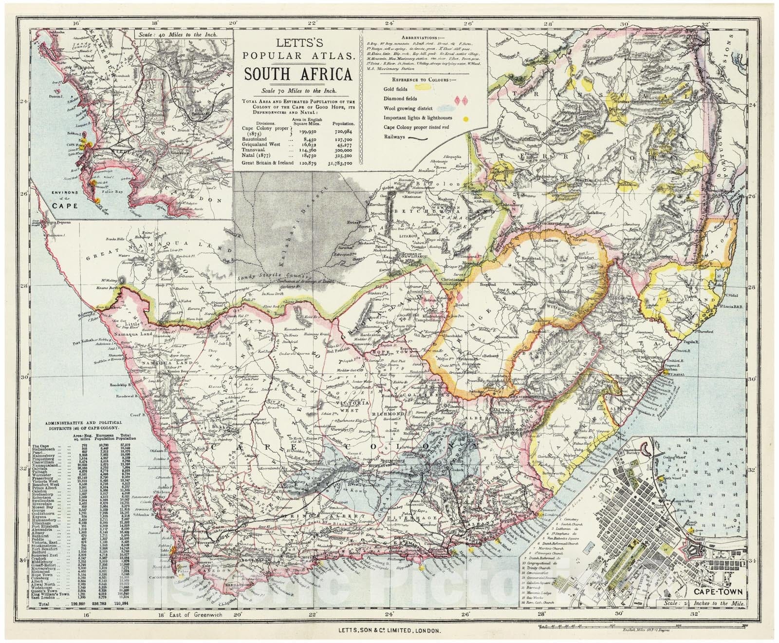 Historic Map - 1883 South Africa. - Vintage Wall Art