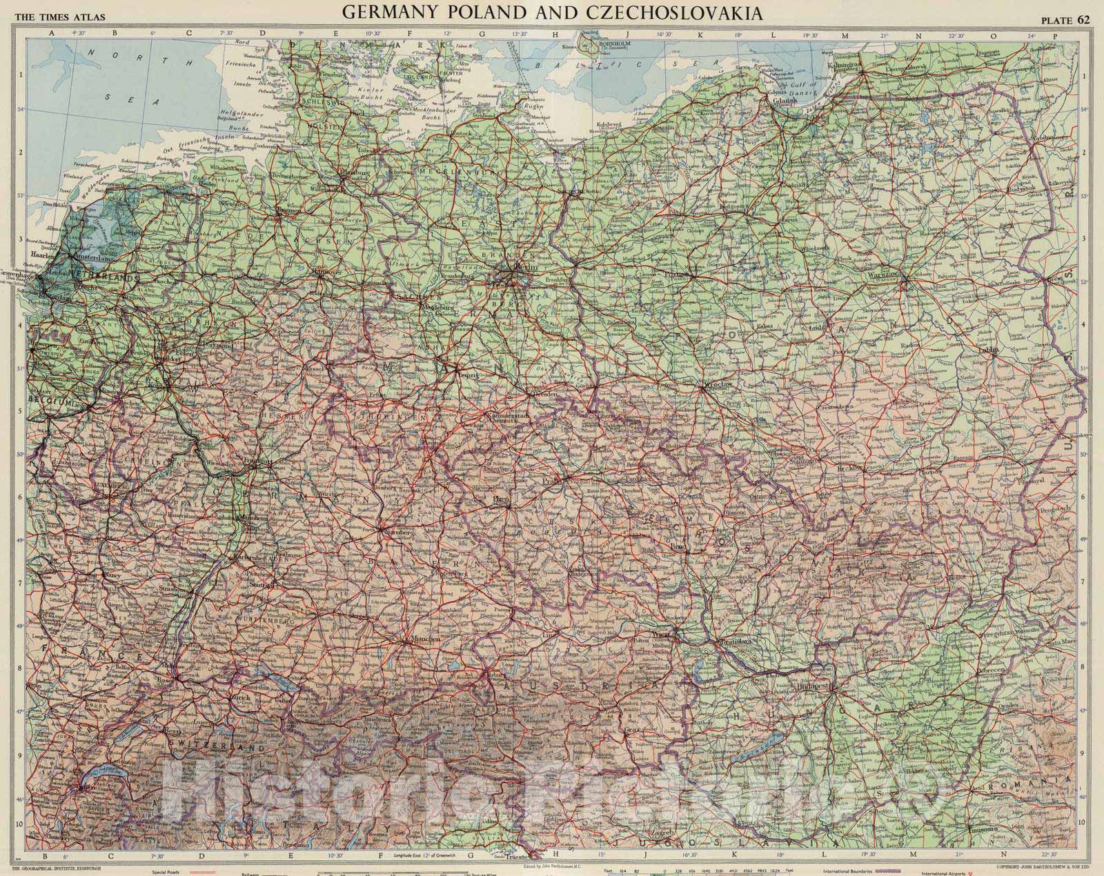 Historic Map : 1955 Germany, Poland and Switzerland, Plate 62, V. III - Vintage Wall Art