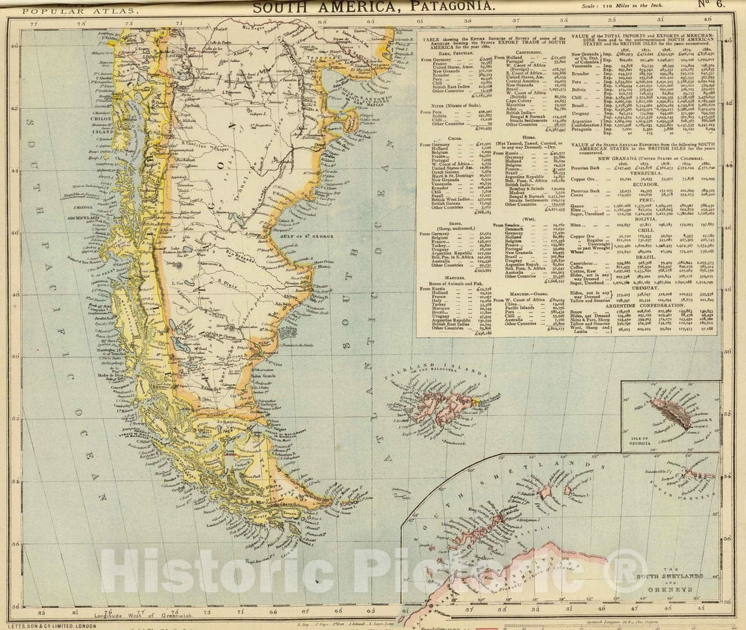 Historic Map : 1883 South America 6. - Vintage Wall Art