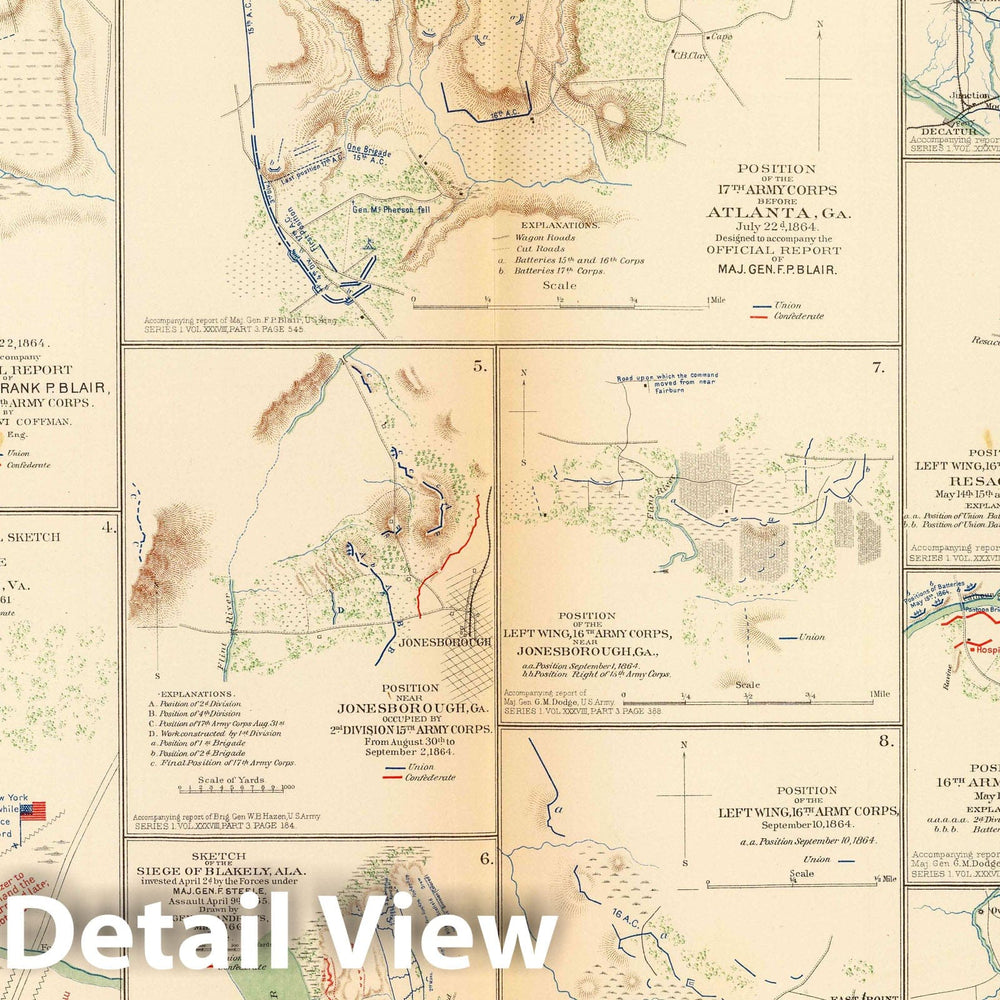 Historic Map : Alabama, Atlanta Region (Ga.) 1895 Bethel, Va. , Vintage Wall Art