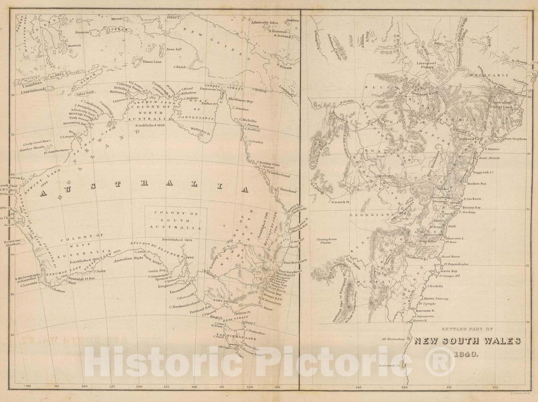 Historic Map : Exploration Book - 1845 Australia & New South Wales. - Vintage Wall Art