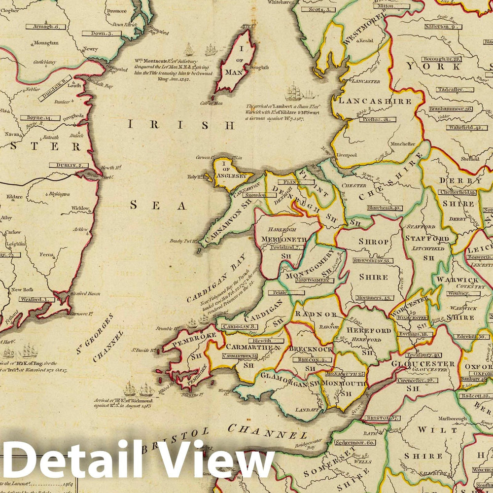 Historic Map : 1801 Invasions England, Ireland. - Vintage Wall Art