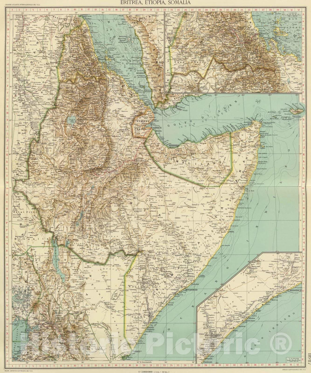 Historic Map : Eritrea; Ethiopia, Africa, Northeast 1929 116-17. Eritrea, Etiopia, Somalia. , Vintage Wall Art