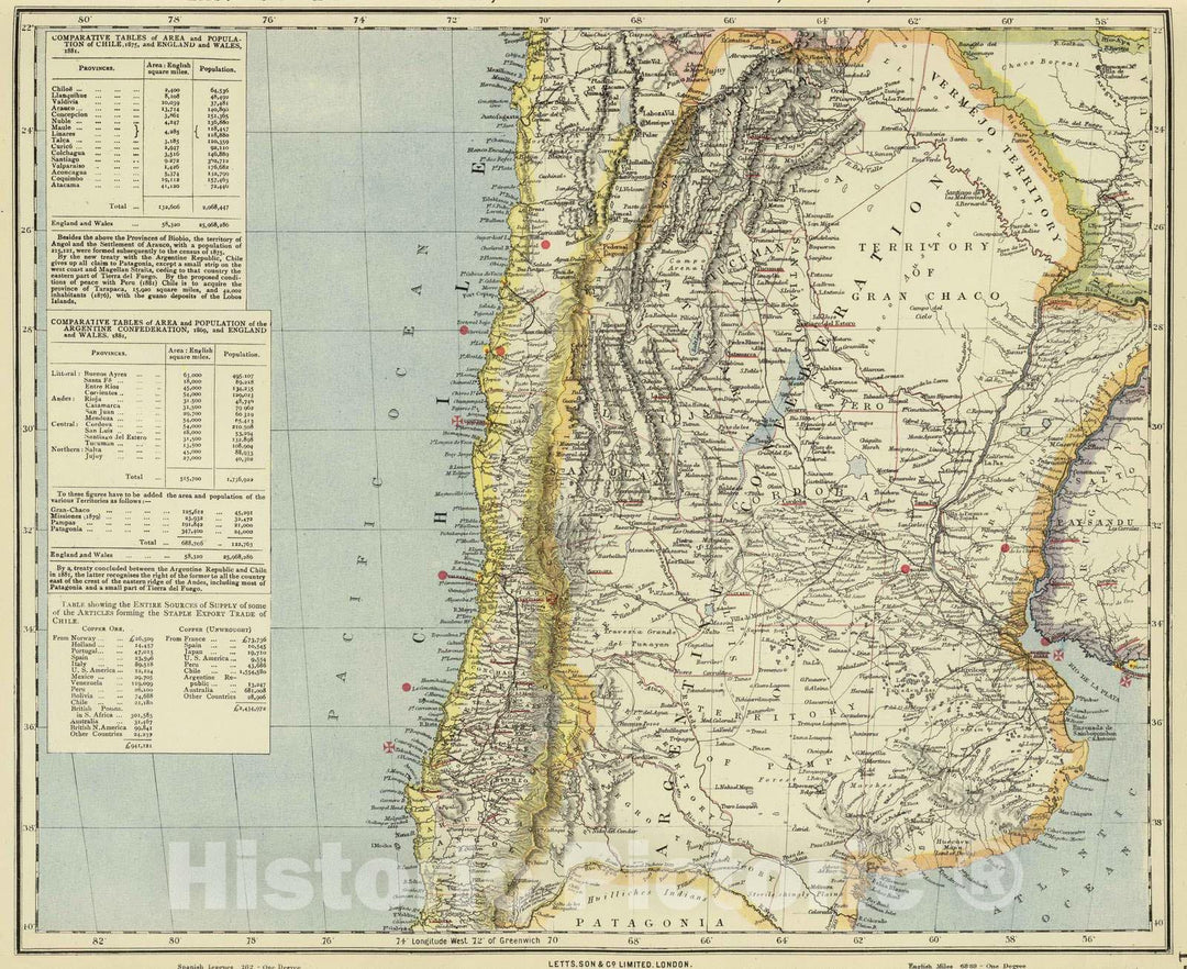 Historic Map : 1883 South America 5. - Vintage Wall Art