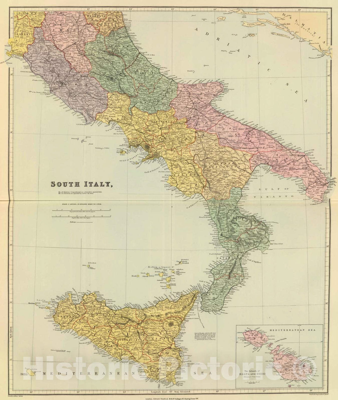 Historic Map : 1901 South Italy. - Vintage Wall Art