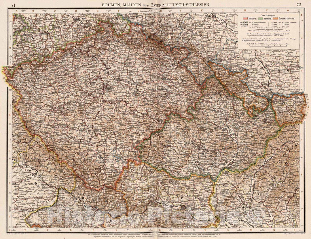 Historic Map : Czech Republic, 1905 Bohmen, Mahren und Osterreichisch-Schlesie , Vintage Wall Art