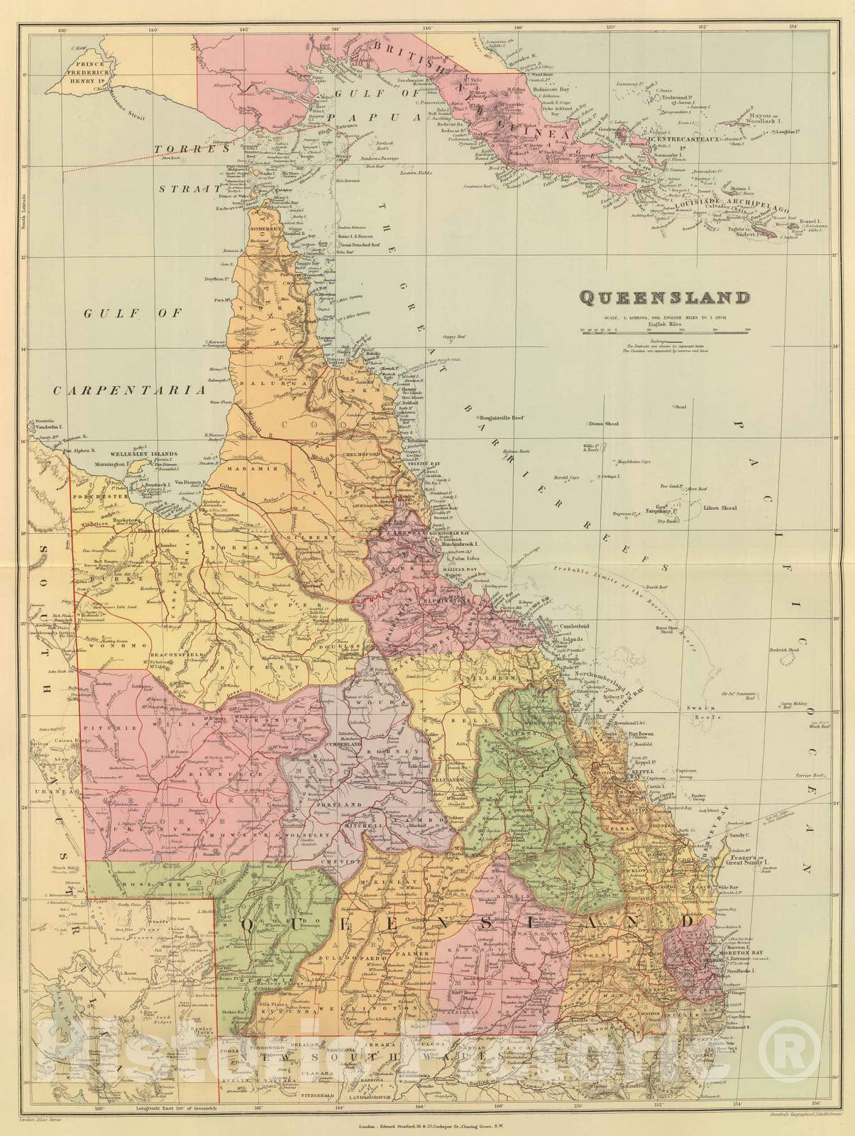 Historic Map : 1901 Queensland. - Vintage Wall Art