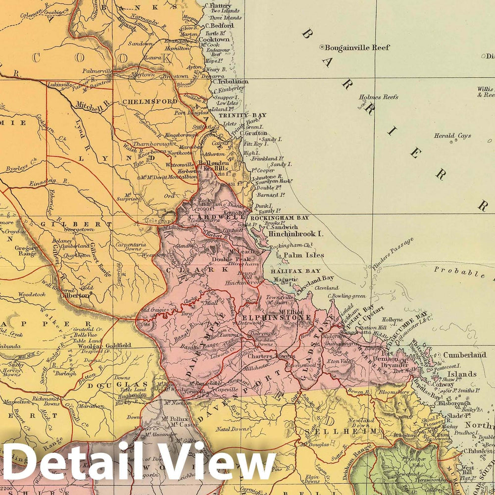 Historic Map : 1901 Queensland. - Vintage Wall Art